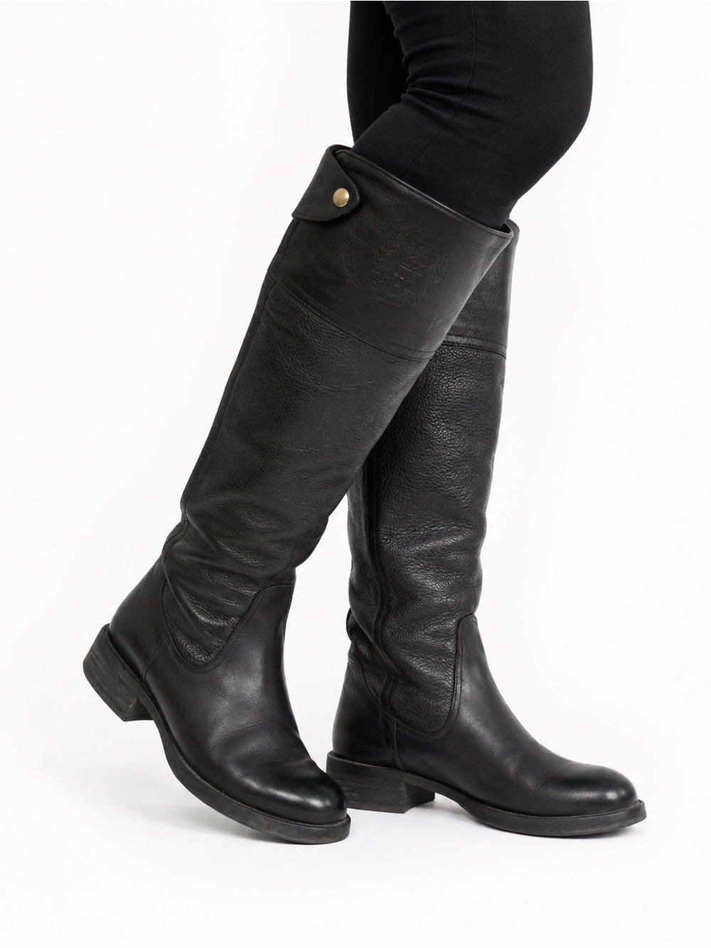 Vince Camuto Selpisa Black Leather Riding Knee High Boots Women’s Size 6M